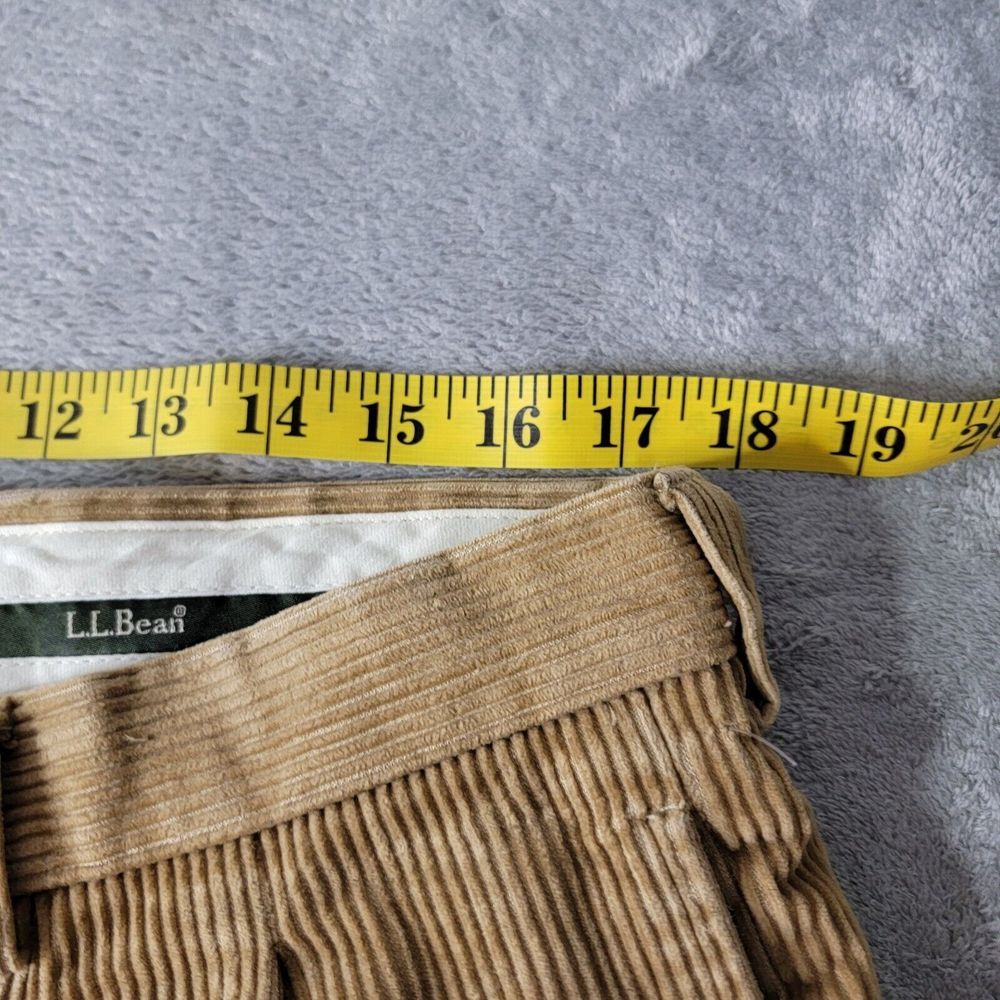 LL Bean Corduroy Pants Mens 35x30 Tan Corduroy Pleated Front Cuffed Hem Gorpcore - Picture 10 of 10